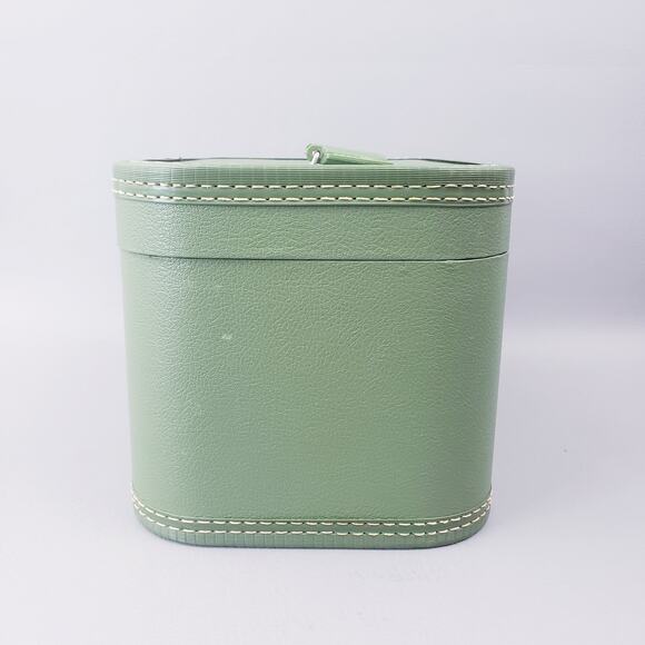 Vintage ‘70s Carilite Hard Shell Train Case Makeup Avocado Green No Key - Picture 5 of 14